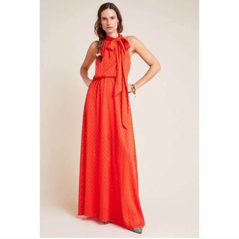 New Anthropologie Sachin + Babi Cecilia Tie Neck Maxi Dress - Size 2